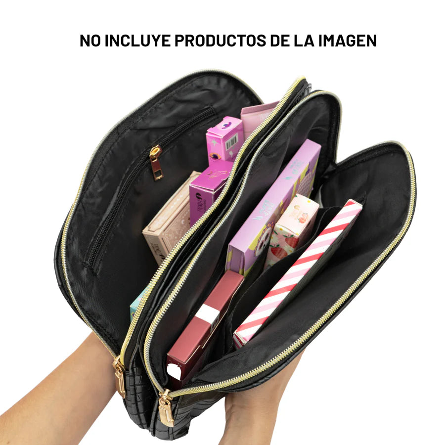COSMETIQUERA NEGRA CUERINA TRENDY