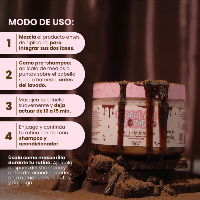 MASCARILLA CAPILAR CHOCOLATE ROSADO LLUVIA DE ESTRELLAS